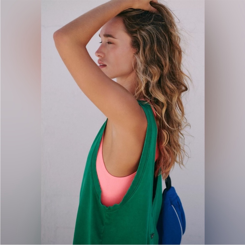 FP Movement by Free People Green Backless Tank Dress with Pink Liner - Picture 5 of 5